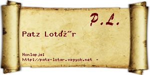 Patz Lotár névjegykártya